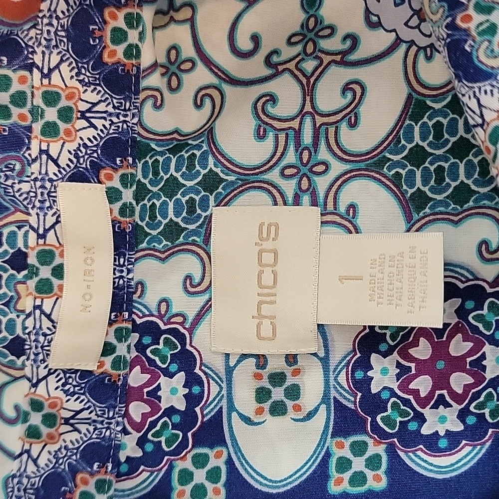 Chic's Button-Down Shirt Multicolored Abstract Pa… - image 8